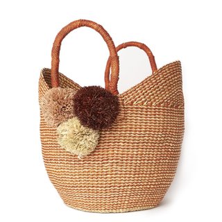 Burnt Orange Pom Pom Market Basket