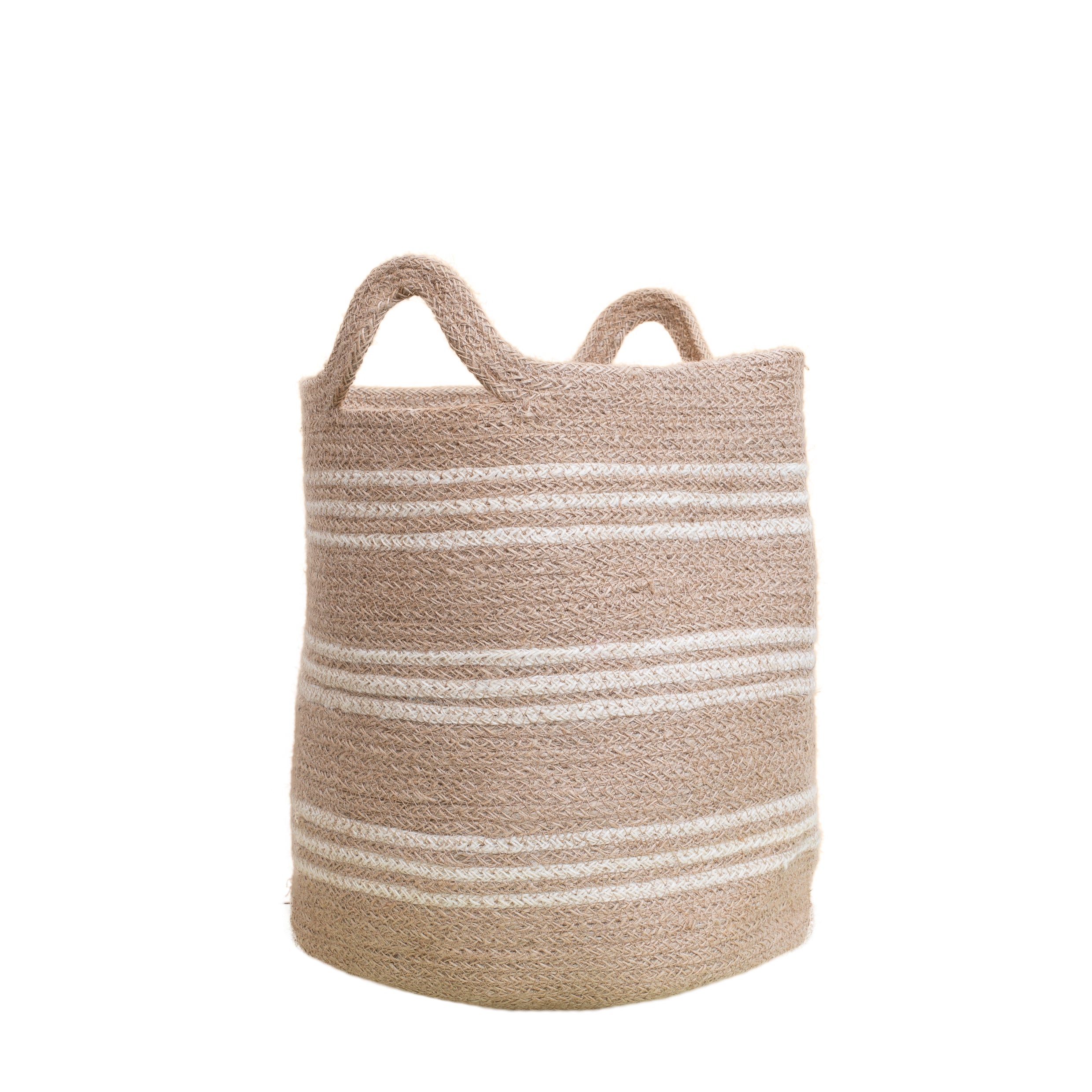 Medium Striped Jute Basket