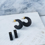 Horn earrings, horn studs, rectangle earrings, handmade in Kenya, Sasa Designs, Global Goods Partners, women artisans