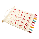 Global Goods Partners GGP Felt Advent Calendar Tassels White Colorful Wooden Dowel Handmade Fair Trade 25 pockets