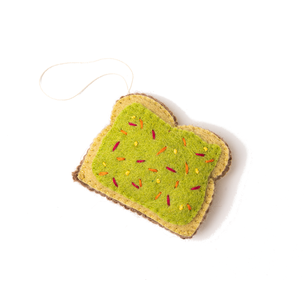 Felt Avocado Toast Ornament