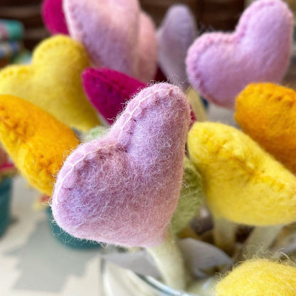 Rainbow Felt Heart Stems