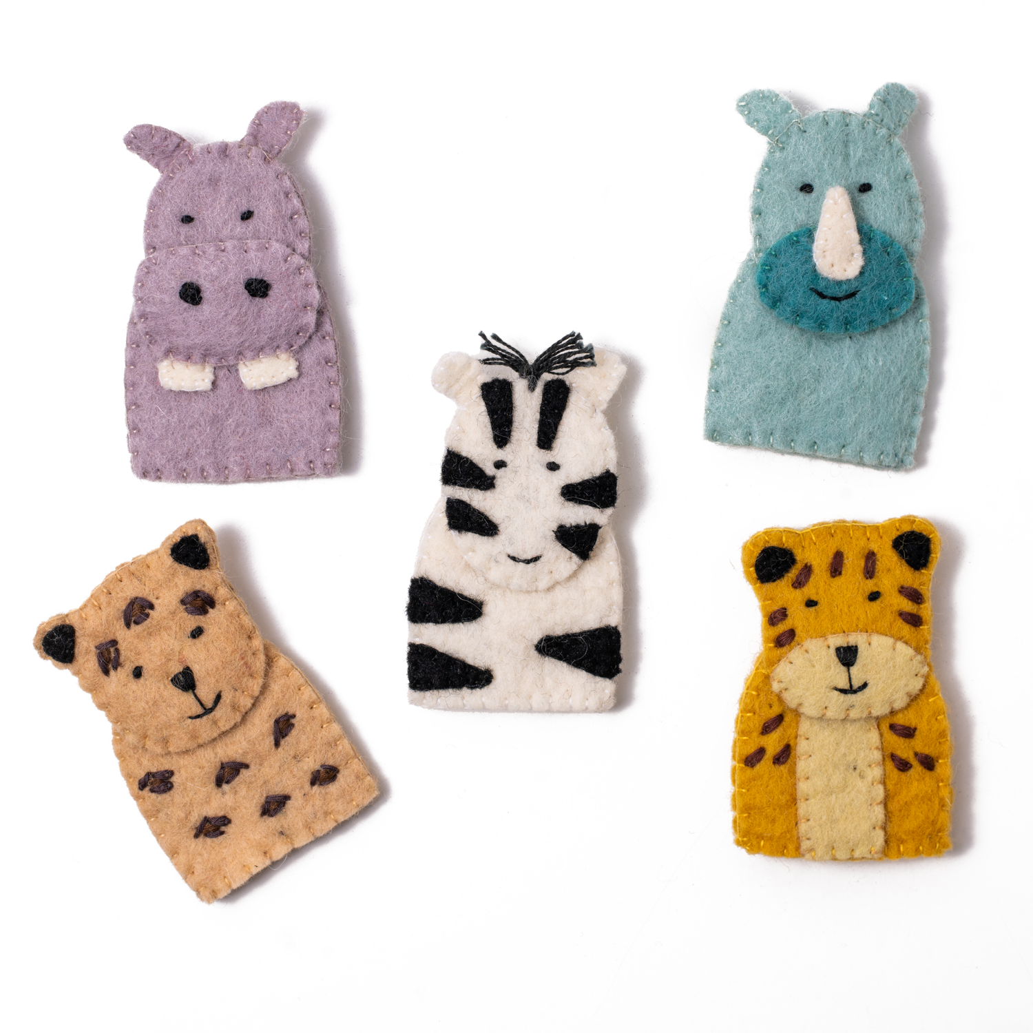 Felt Safari Finger Puppets - Set of Five