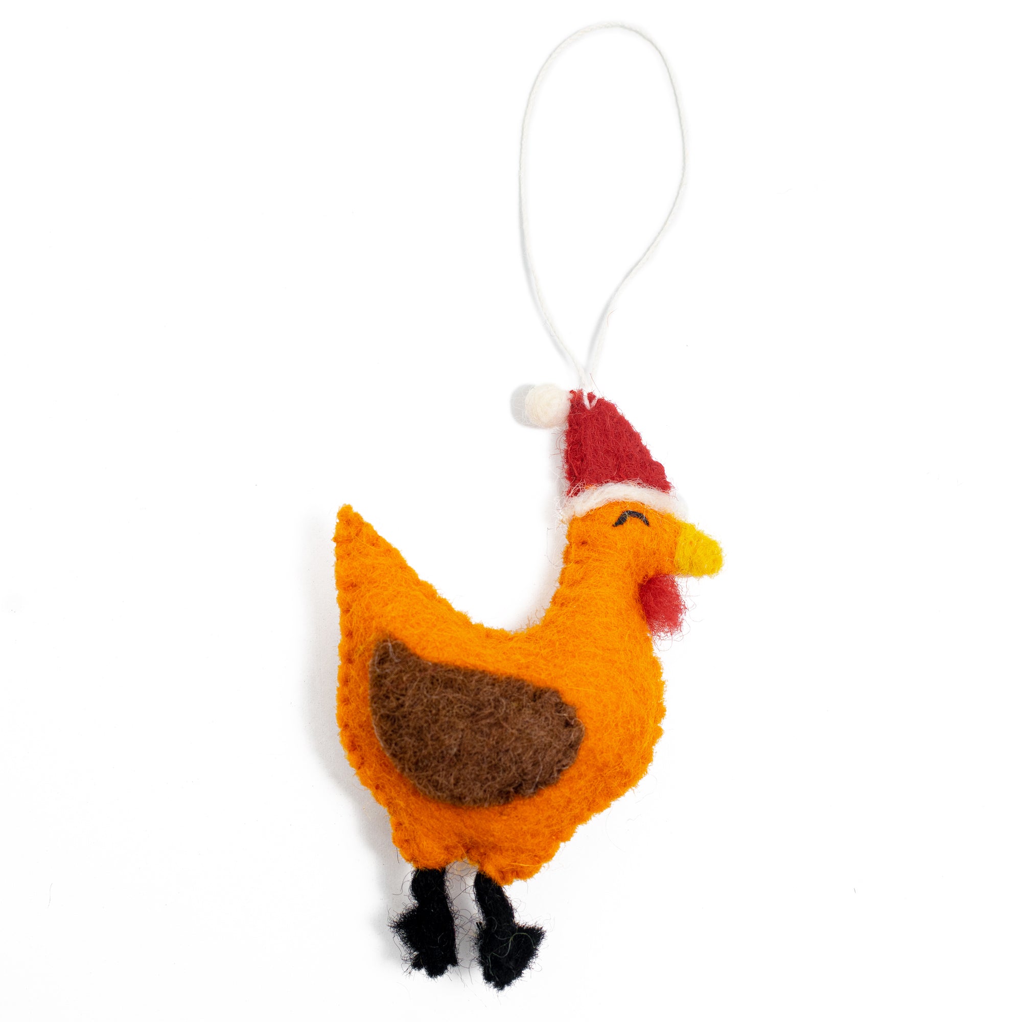 Felt Farm Animal Santa Hat Ornaments