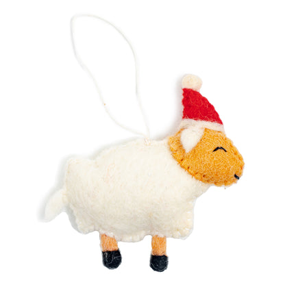 Felt Farm Animal Santa Hat Ornaments