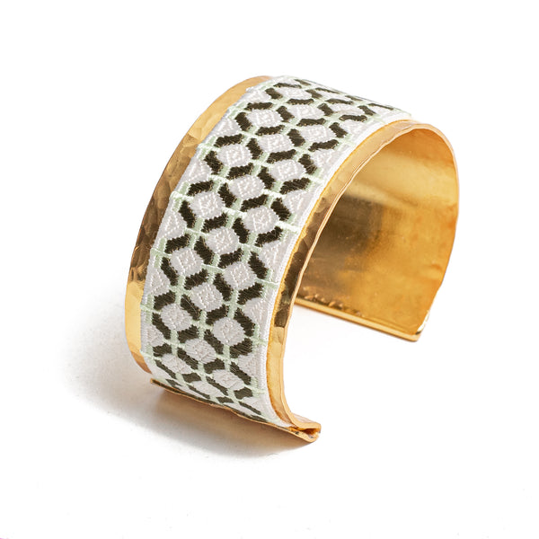 Gold Cuff with Vert Embroidery