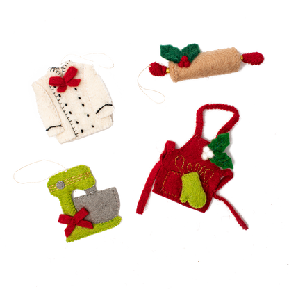 Felt Kitchen Ornaments - Set of 4