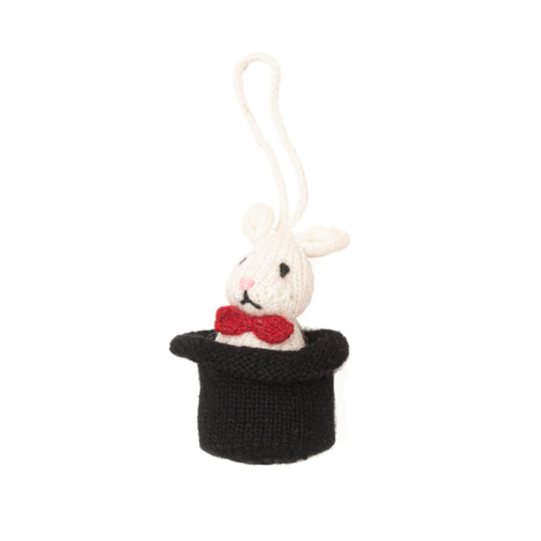 Knit Rabbit In A Hat Ornament