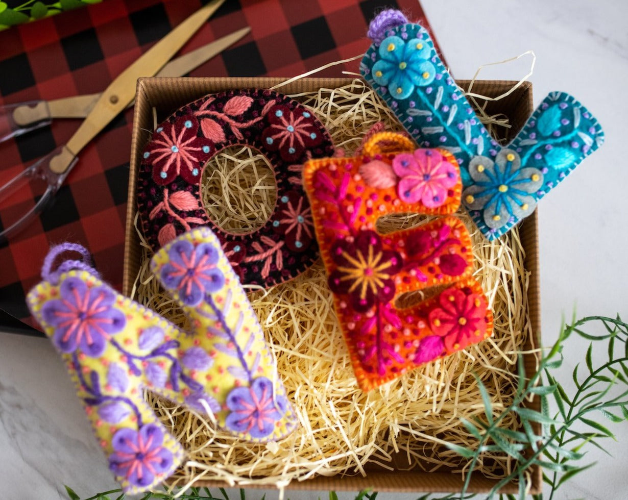 Embroidered Alphabet Ornaments