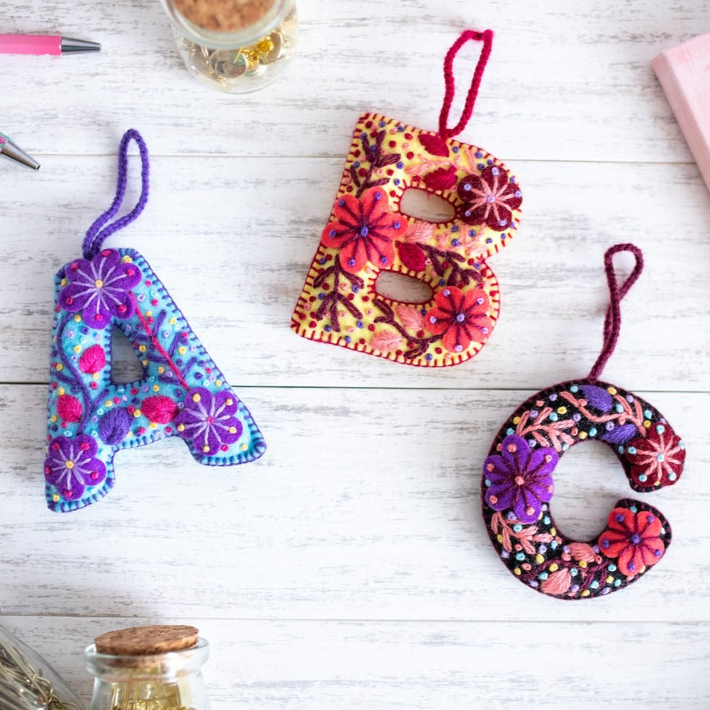 Embroidered Alphabet Ornaments