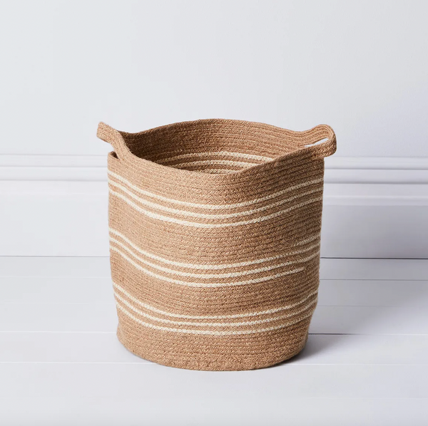 Medium Striped Jute Basket