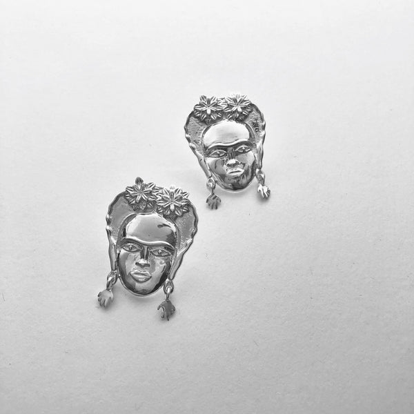 Silver Frida Kahlo Earrings