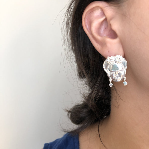 Silver Frida Kahlo Earrings
